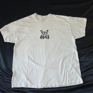 Obey butterfly tee in white and black